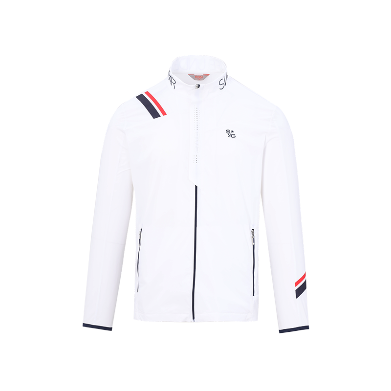 SVG Golf Men's White Striped Printed Jacket