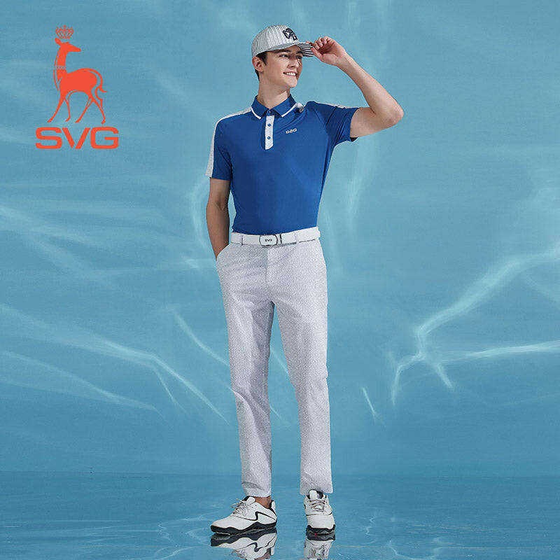 SVG Golf Men's Blue Stitched Short-sleeved Polo