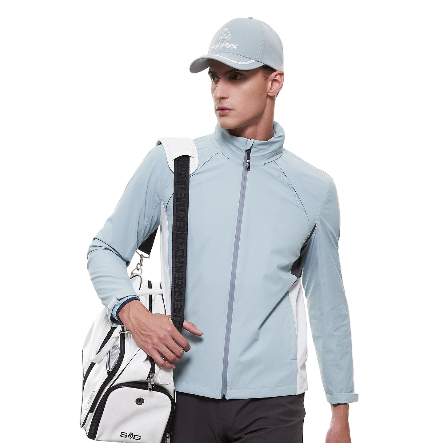 SVG Golf Men's Waterproof Navy Grey Hooded Raincoat Sport Jacket