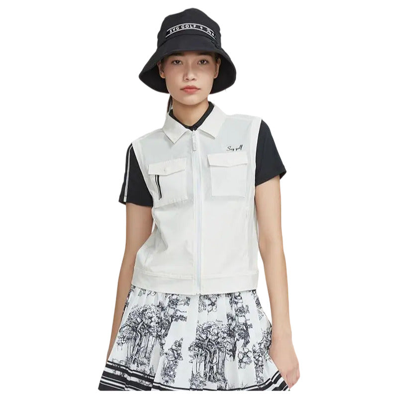 SVG Golf Women's White Zip Collar Vest