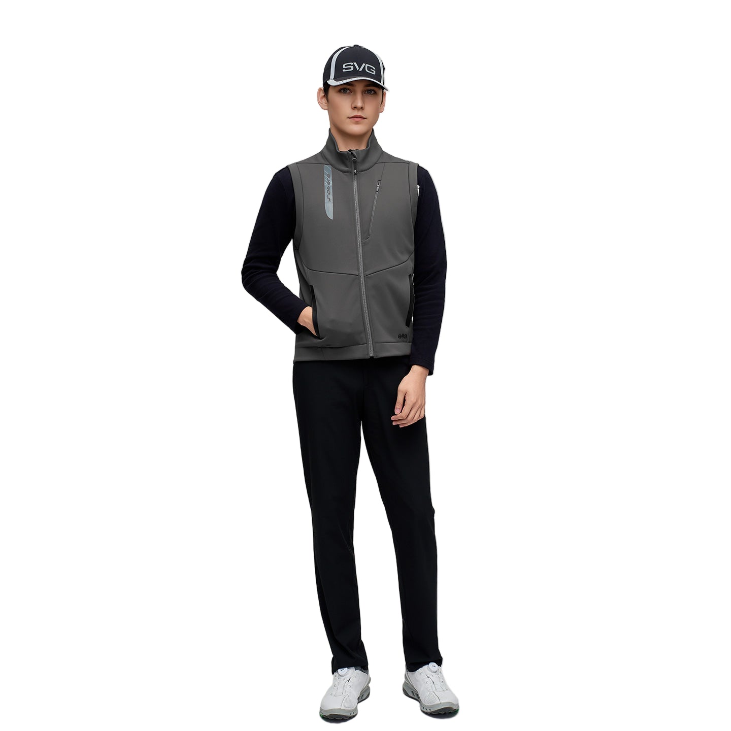 SVG Golf Men's Warm Color-blocked Zipper Stand Collar Sports Vest