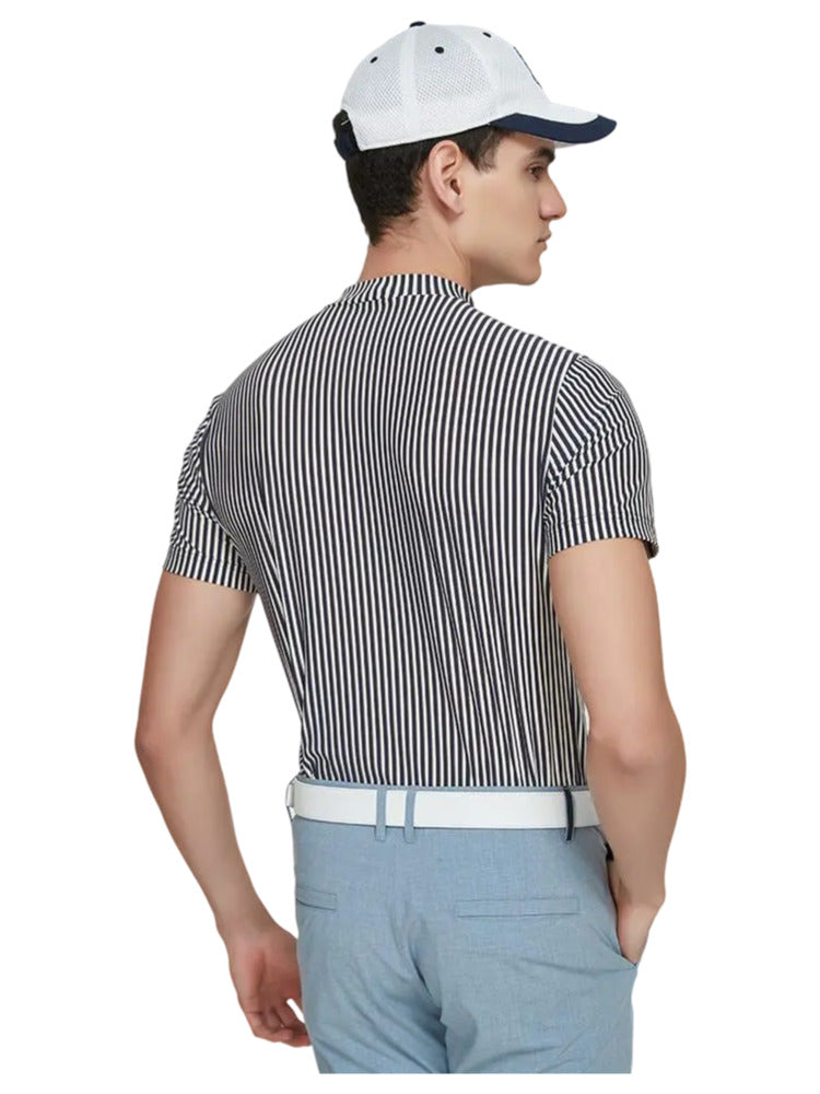 SVG Golf Men's Stand Collar Navy Short Sleeve T-Shirt