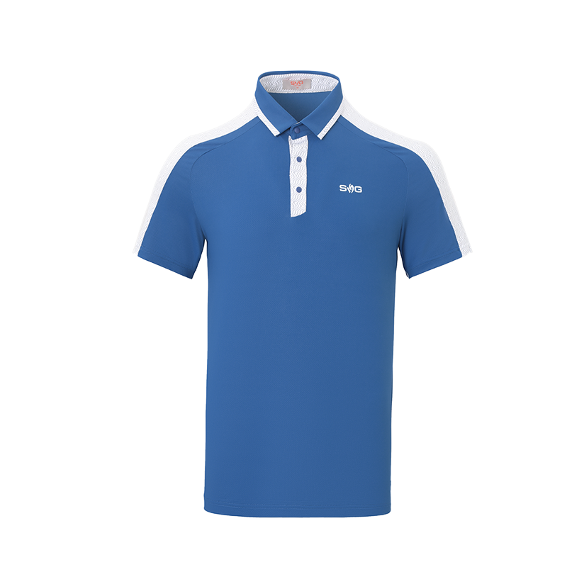 SVG Golf Men's Blue Stitched Short-sleeved Polo
