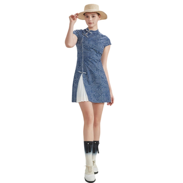 SVG Golf Women's Navy Printed Cheongsam Dress
