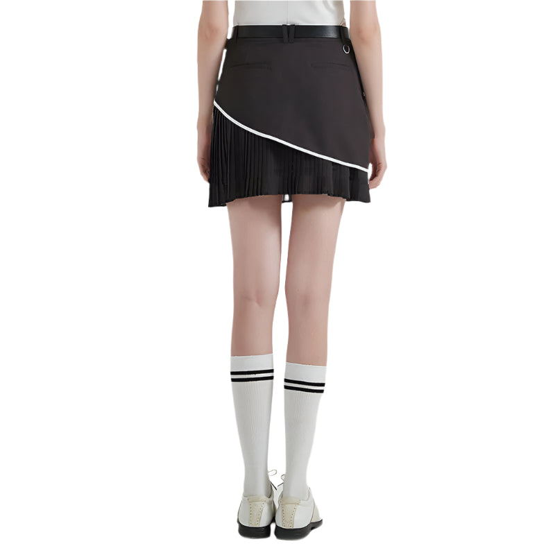 SVG Golf Women's Black and White Colliding Short Pleated Sports Skort
