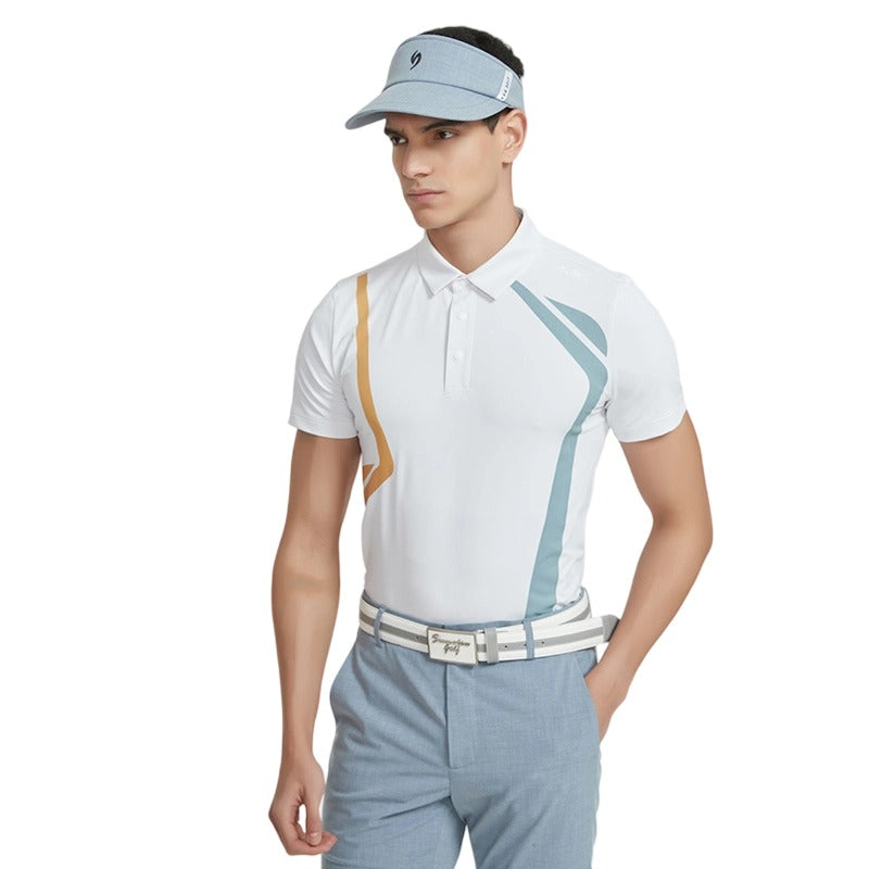 SVG Golf Men's Contrast Color Print Short Sleeve Polo Shirt