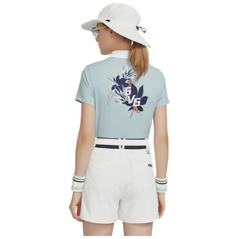 SVG Golf Women's Blue Tropical Print T-Shirt
