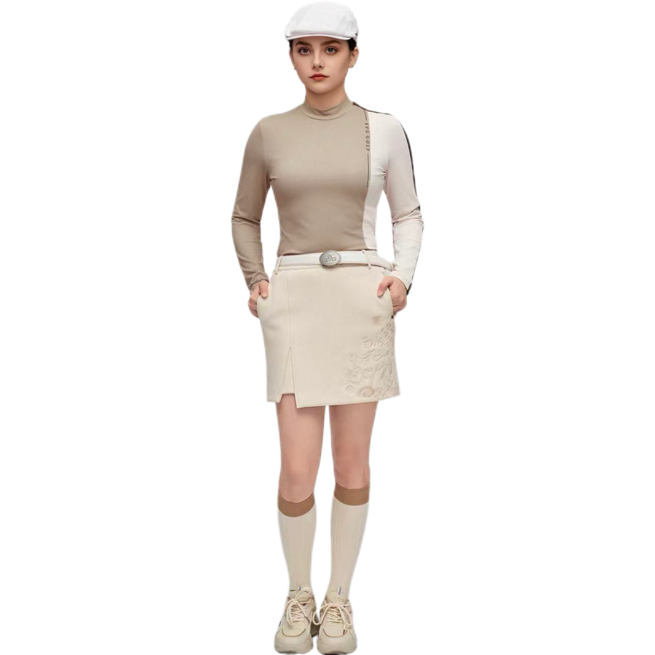 SVG Golf Women's Contrast Color Stand Collar Long Sleeve T-Shirt