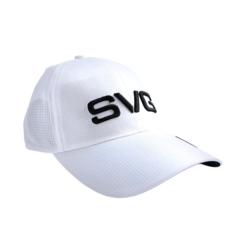 Performence cap with fluorescent accents, in white.