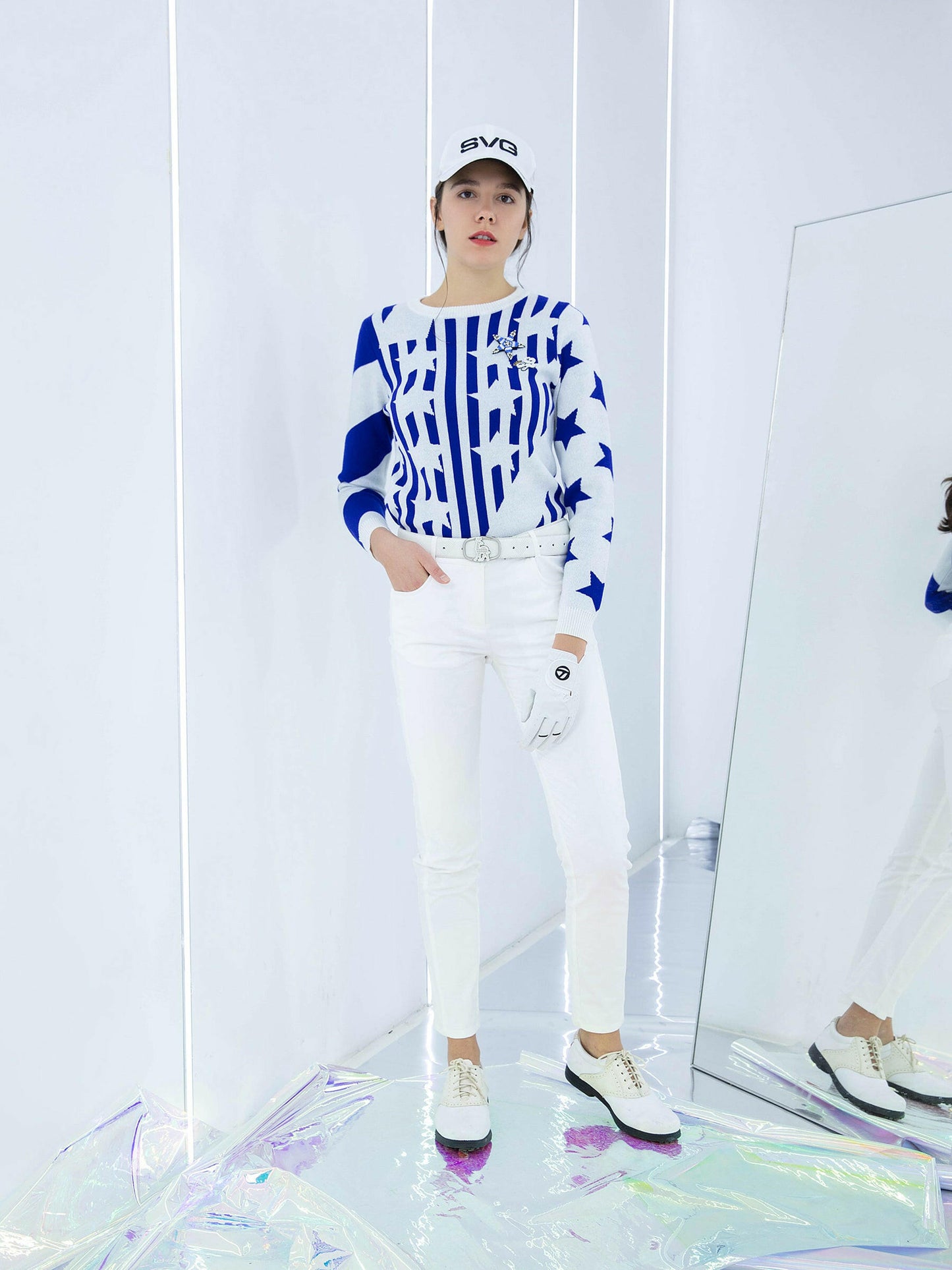 Printed Crewneck Sweater.