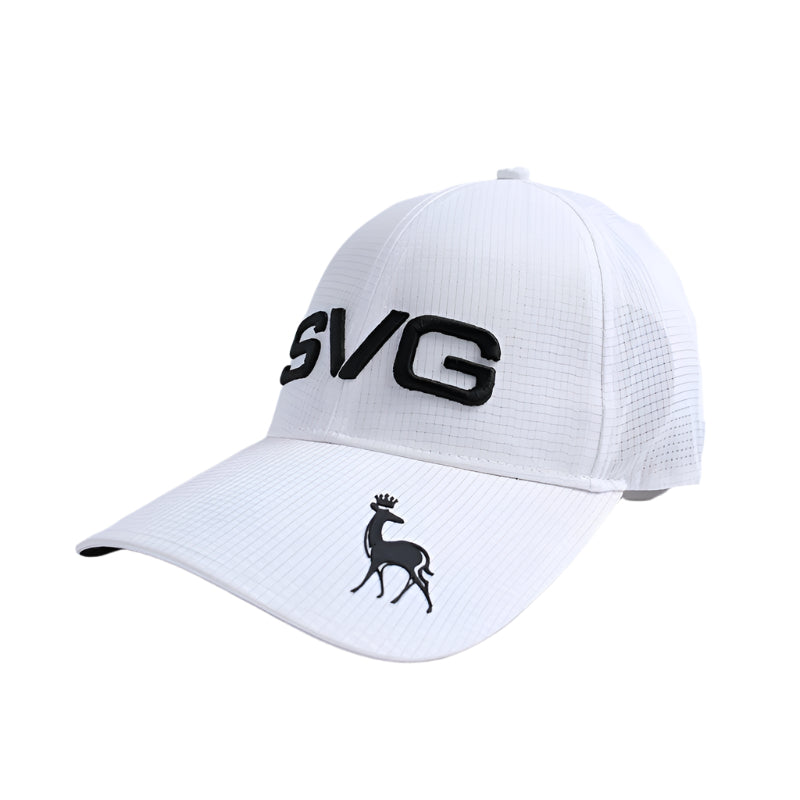 Performence cap with fluorescent accents, in white.