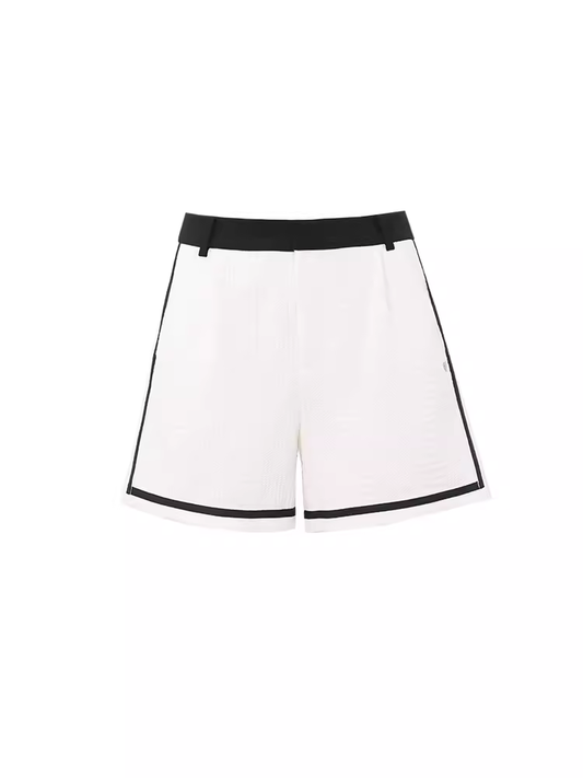 Black and White Small Fragrant Jacquard Knitted High Waist Shorts