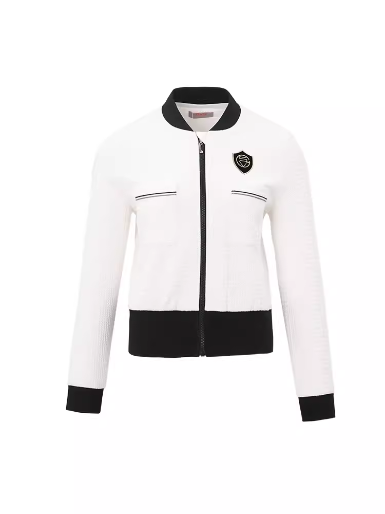 SVG Golf Black and White Warm Jacquard Knitted Jacket Top