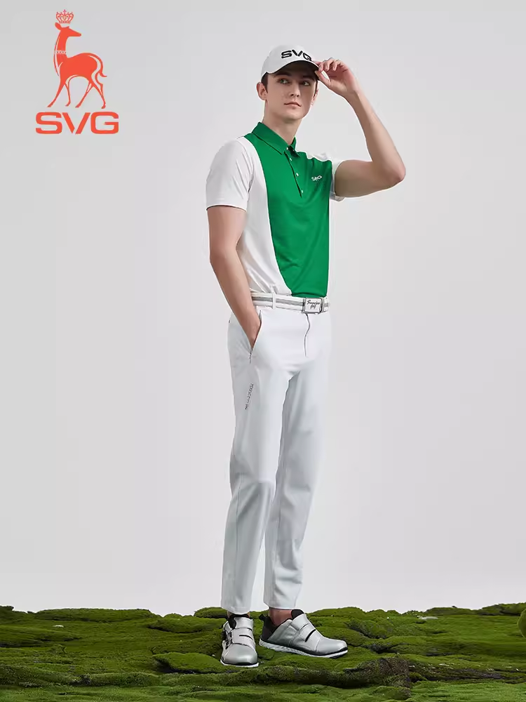 SVG Men's Green and White Color Block Moisture-Wicking T-Shirt