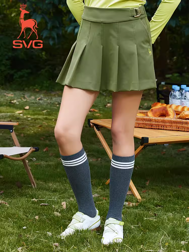 SVG Olive Green High Waist Pleated Skirt SVG Golf