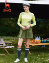 SVG Women's Yellow Green Long Sleeve T-Shirt Zipper Stand Collar
