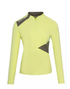 SVG Women's Yellow Green Long Sleeve T-Shirt Zipper Stand Collar