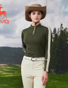 SVG Women's Green Modal Long Sleeve Stand Collar T-Shirt
