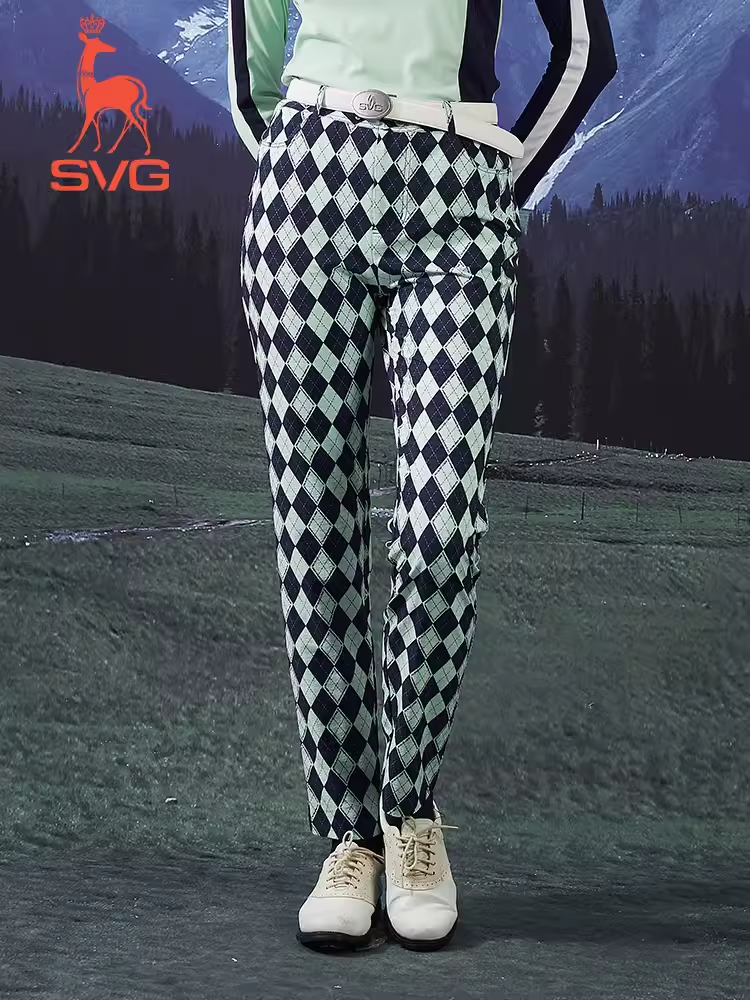 SVG Blue -Green Checkered Trousers Slim Straight Pants