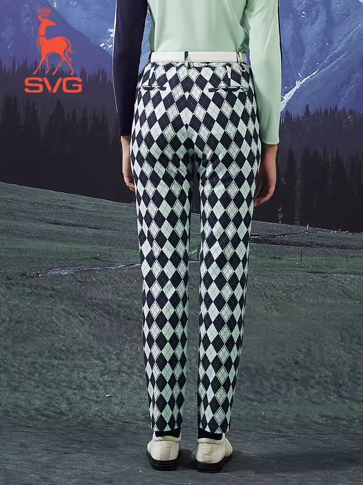 SVG Blue -Green Checkered Trousers Slim Straight Pants