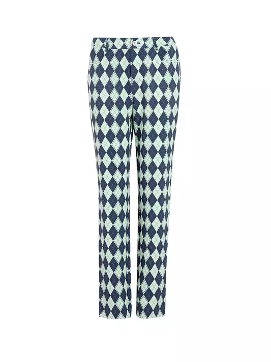 SVG Blue -Green Checkered Trousers Slim Straight Pants