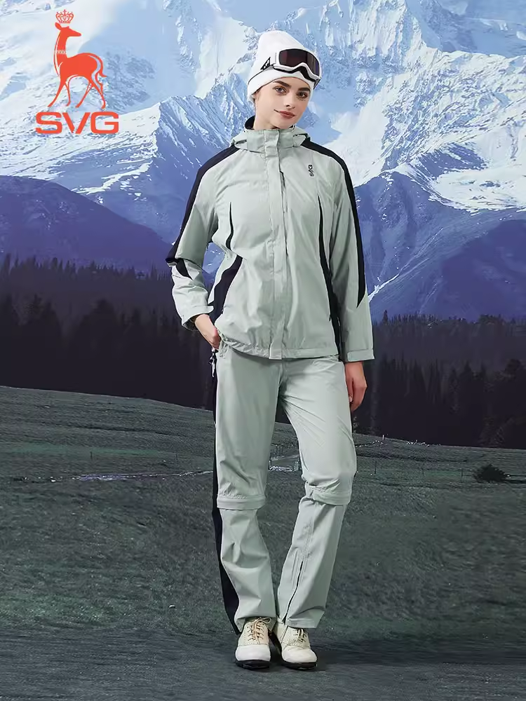 SVG Women's Windbreaker Jacket Warm Two-Piece Raincoat