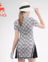 SVG Black and White Plaid Dress Chiffon Patchwork Cheongsam