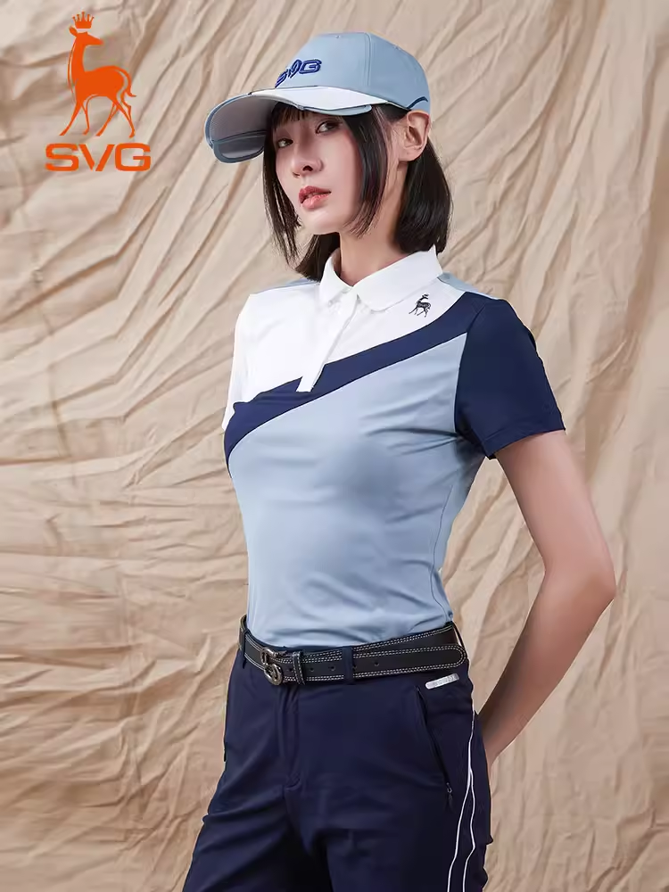 SVG Golf Spring and Summer Women's Patchwork Short-sleeved T-shirt Polo