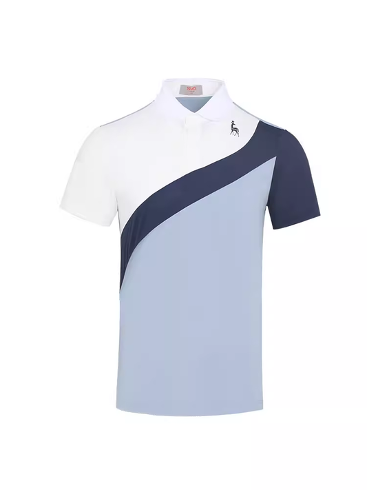 SVG Golf Men's Haze Blue Stitching Short-sleeved Polo