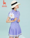 SVG Golf Light Purple Flower Print Pleated Dress