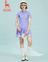 SVG Golf Light Purple Flower Print Pleated Dress