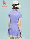 SVG Golf Light Purple Flower Print Pleated Dress