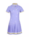 SVG Golf Light Purple Flower Print Pleated Dress