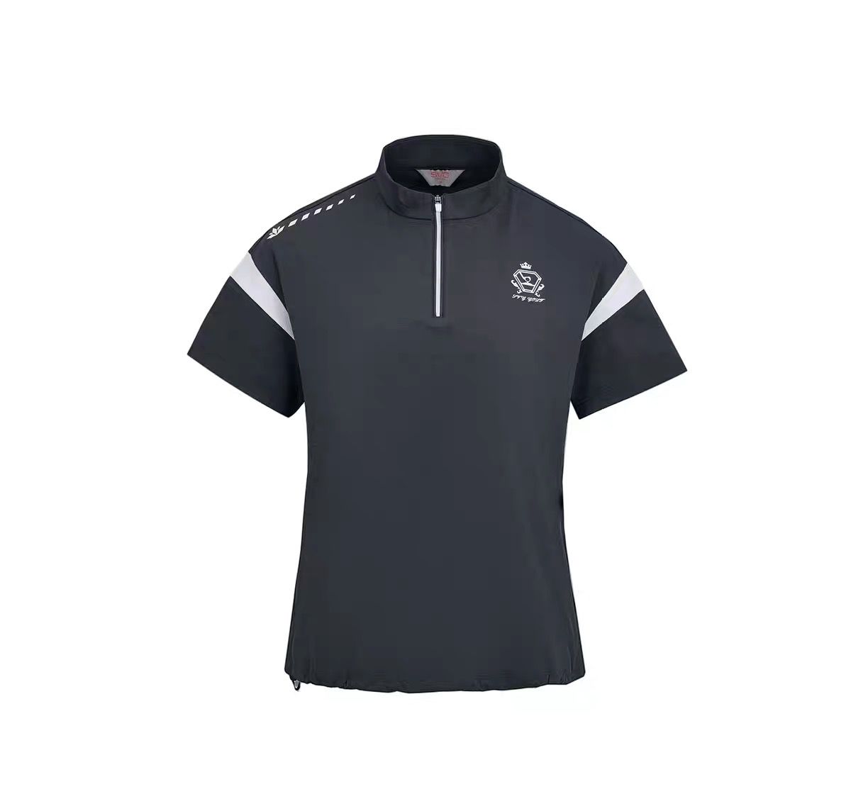 SVG Golf Women's Dark Grey Zip Stand Collar  T-Shirt