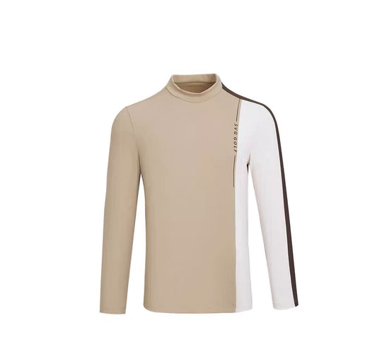 SVG Golf Men's Contrast Color Stand Collar Long Sleeve T-Shirt