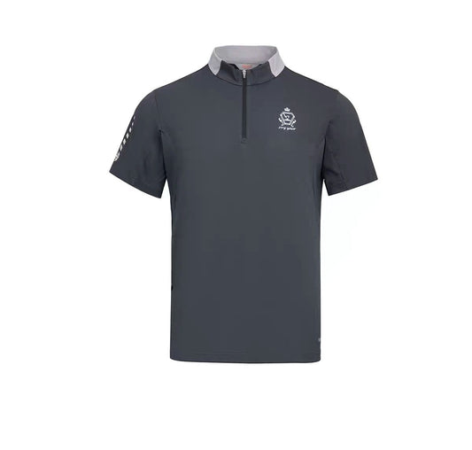 SVG Golf Men's Dark Grey Zip Stand Collar  T-Shirt