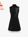 SVG Printed Patchwork Sleeveless Golf Cheongsam Dress