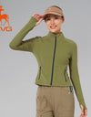 SVG Golf Women's Olive Green Full Zip Long Sleeve Jacket Slim Fit