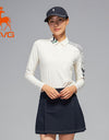 SVG Golf Women's Off-White Printed Long-Sleeved Polo Shirt