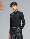 SVG Women's Black Long-Sleeved Lapel Polo Shirt