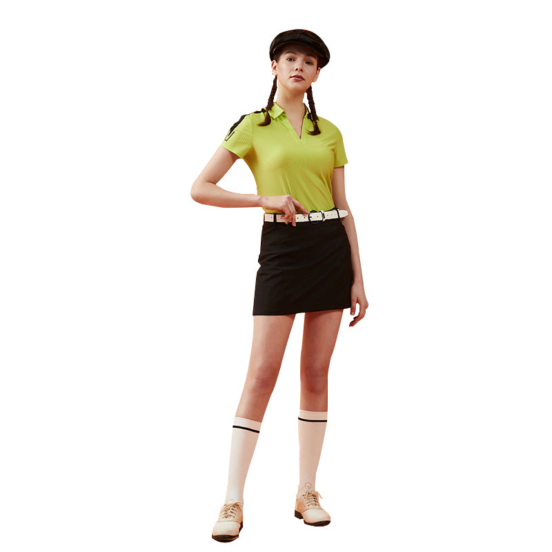 SVG Golf Women's Green Short-Sleeved Polo Shirt V-neck