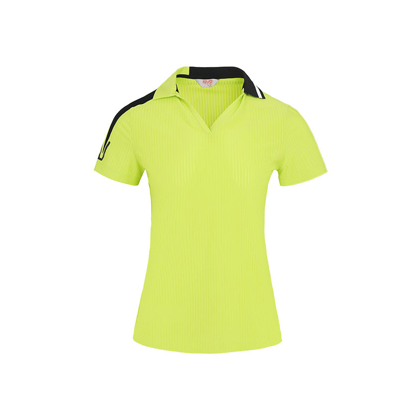 SVG Golf Women's Green Short-Sleeved Polo Shirt V-neck