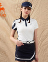 SVG Women's Contrast Color Short Sleeve Lapel Polo Shirt