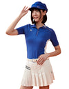 SVG Golf Women's Royal Blue V-Neck Short-sleeved Lapel Polo Shirt