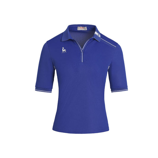 SVG Golf Women's Royal Blue V-Neck Short-sleeved Lapel Polo Shirt