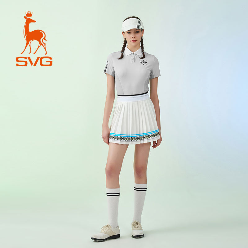 SVG Golf Women's Gray Patchwork Lapel Polo Shirt