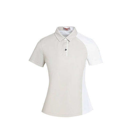 SVG Golf Women's Off-White Color Block Lapel Polo Shirt