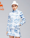 SVG Golf Women's Print Stand Collar White Duck Down Jacket