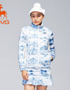 SVG Golf Women's Print Stand Collar White Duck Down Jacket