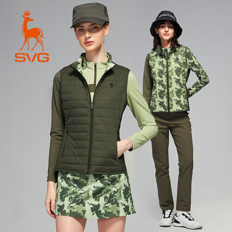 SVG Women's Quilted Cotton Vest Camouflage Print Double-Sided Wear